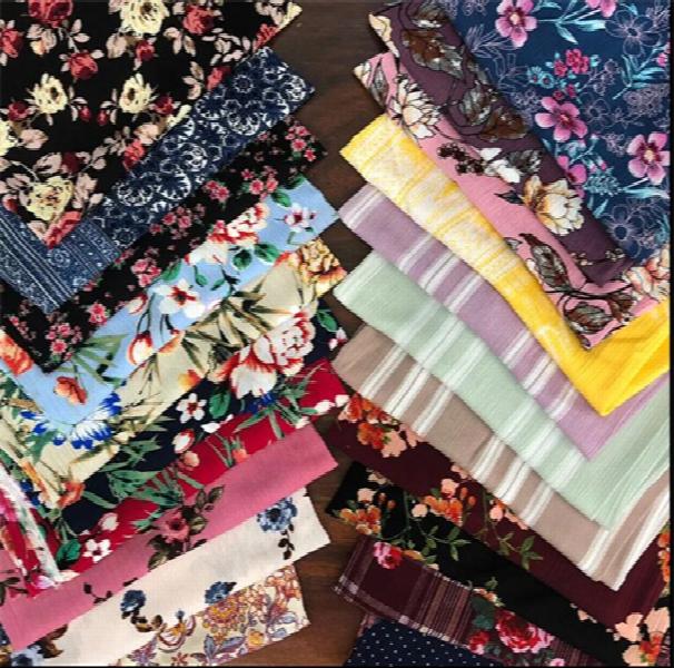 Rayon Dark Floral Printed Fabric for Dress Making